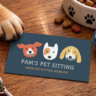 Tarjeta De Visita Tres Caras de Perros Adorables Amante de los Ani