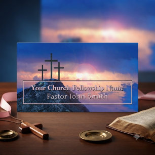 Tarjeta De Visita Tres Cruces Iglesia del Amanecer Rosa
