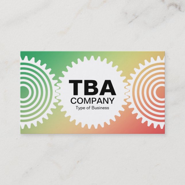 Tarjeta De Visita Tres engranajes v3 - Gradiente, amarillo, rojo (Anverso)