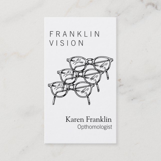 Tarjeta De Visita Tres Espectáculos Visión Óptica De Ropa De Ojos (Anverso)