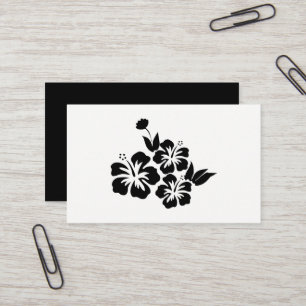 Tarjeta De Visita Tres flores tropicales de hibiscus negro
