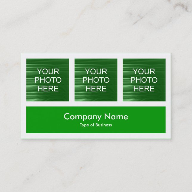 Tarjeta De Visita Tres fotos más una - Verde de hierba (Anverso)