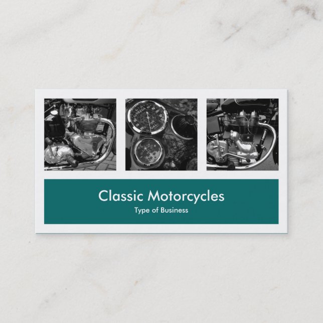 Tarjeta De Visita Tres fotos más una - verde de musgo (Anverso)