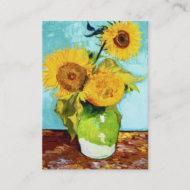 Tarjeta De Visita Tres girasoles de Van Gogh rechoncho (Anverso)