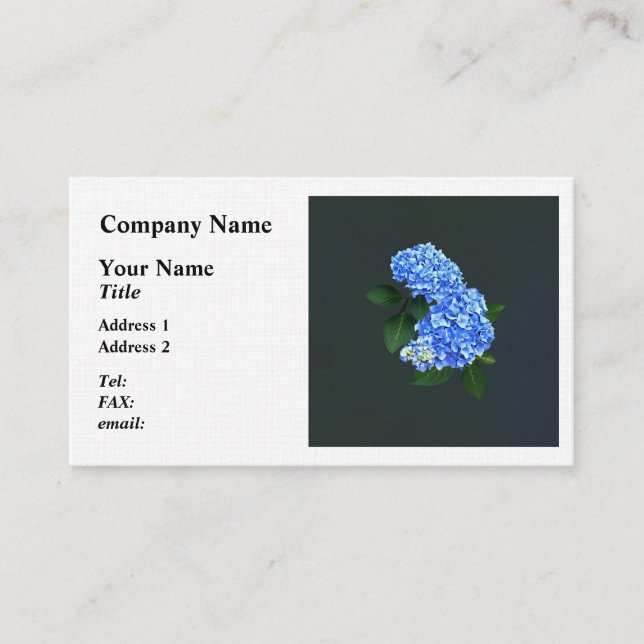 Tarjeta De Visita Tres Hortensias Azules (Anverso)