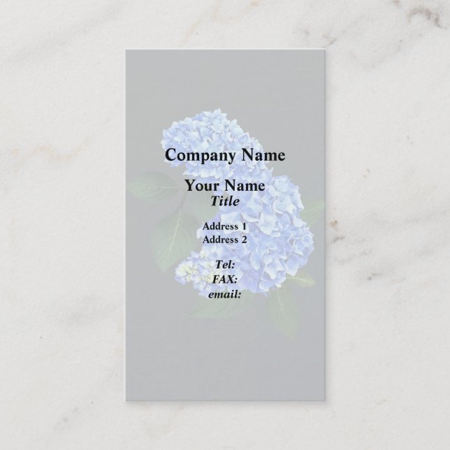 Tarjeta De Visita Tres Hydrangea azul (Anverso)