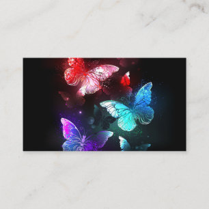Tarjeta De Visita Tres mariposas brillantes en el fondo nocturno