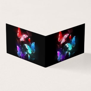 Tarjeta De Visita Tres mariposas brillantes en el fondo nocturno