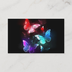 Tarjeta De Visita Tres mariposas brillantes sobre fondo nocturno
