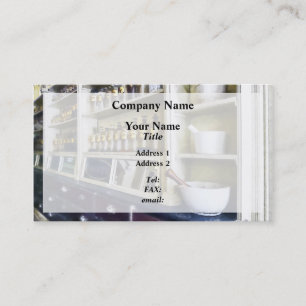 Tarjeta De Visita Tres morteros y granos en la farmacia