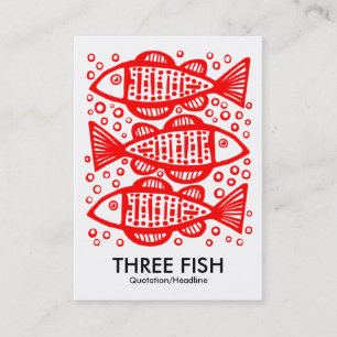 Tarjeta De Visita Tres peces - Rojo sobre blanco