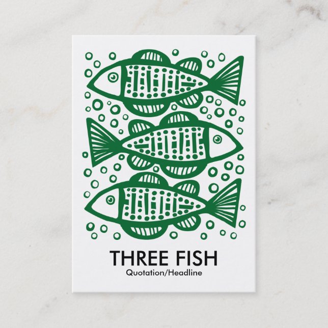 Tarjeta De Visita Tres peces - Verde bosque (Anverso)