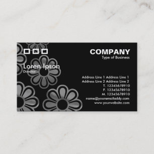Tarjeta De Visita Tres Rectángulos - Cascada de flores negras
