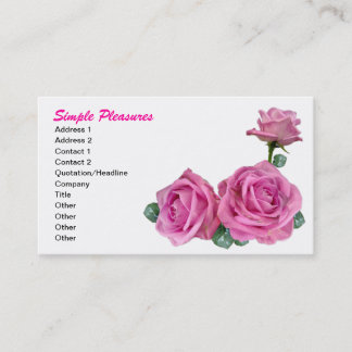 Tarjeta De Visita Tres rosas rosados simples