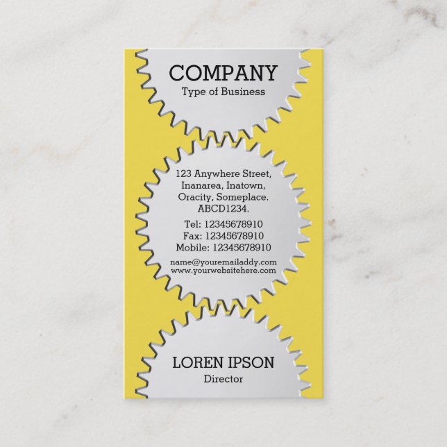 Tarjeta De Visita Tres ruedas Cog - #F5DD4B | amarillo (Anverso)