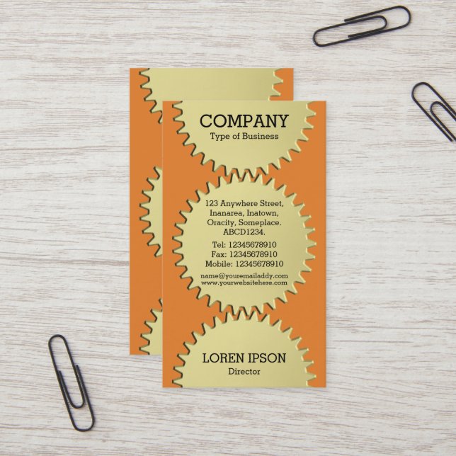 Tarjeta De Visita Tres ruedas Cog - Naranja (Anverso/Reverso In Situ)