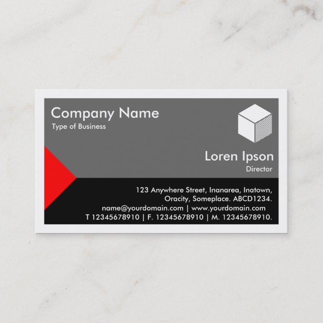 Tarjeta De Visita Triángulo de borde - rojo, negro y gris (Anverso)