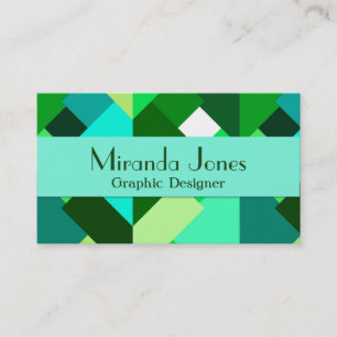 Tarjeta De Visita Triángulos abstractos modernos, verde esmeralda y 
