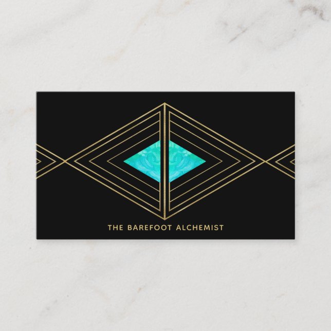 Tarjeta De Visita Triángulos de Boho del oro del *~* - alquimia (Anverso)