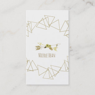 Tarjeta De Visita Triángulos Geométricos Dorados Glam Moderno Boho C