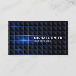 Tarjeta De Visita Triángulos negros Luz azul vibrante iluminada