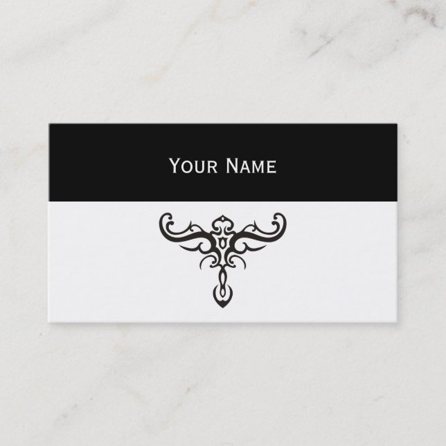 Tarjeta De Visita TRIBAL DE TATUAJE NEGRO III + tu idea (Anverso)
