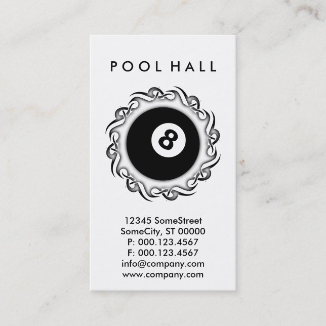 Tarjeta De Visita tribal POOL HALL (Anverso)
