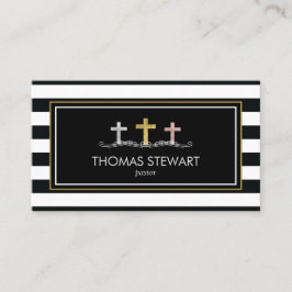 Tarjeta De Visita Trío de cruces de Relieve metalizado tachado de re