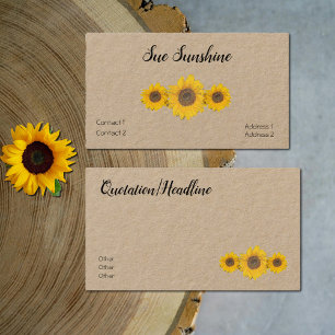 Tarjeta De Visita Trío de girasoles en papel kraft rústico