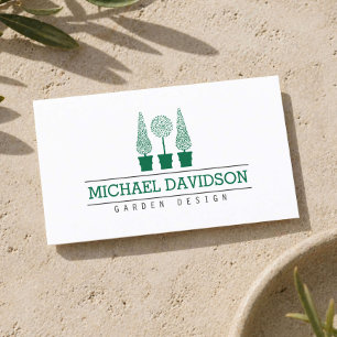 Tarjeta De Visita Trío de Topiaria Jardinero Diseño de Paisajes Verd
