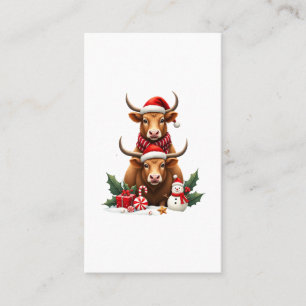 Tarjeta De Visita Trío de vacas navideñas vintage de las Tierras Alt