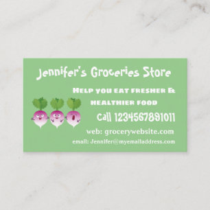Tarjeta De Visita Trío de verduras de nabo lindo personalizado
