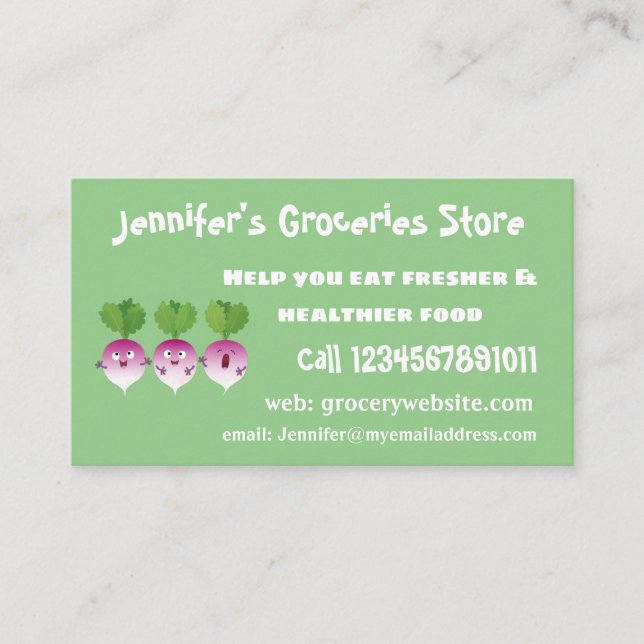 Tarjeta De Visita Trío de verduras de nabo lindo personalizado (Anverso)