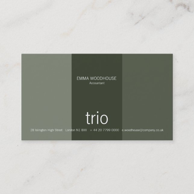 Tarjeta De Visita Trío verde oscuro y verde de mar (Anverso)