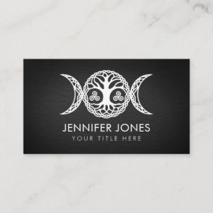 Tarjeta De Visita Triple diosa lunar con triskele y árbol de la vid