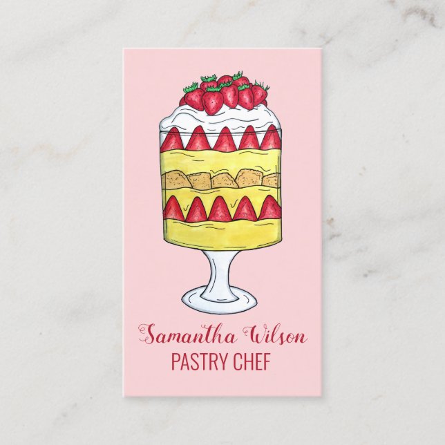 Tarjeta De Visita Triple inglesa Fruit Custard Postre comida británi (Anverso)