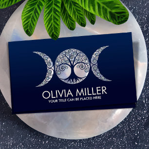 Tarjeta De Visita Triple Luna - Árbol de la vida - Moonstone y Perla