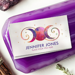 Tarjeta De Visita Triple Luna - Ornamento espiral dorado