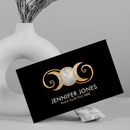 Tarjeta De Visita Triple Luna - Ornamento espiral dorado