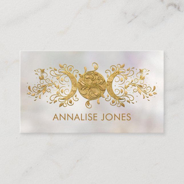 Tarjeta De Visita Triple luna - Triple diosa Ornamento dorado Busi (Anverso)