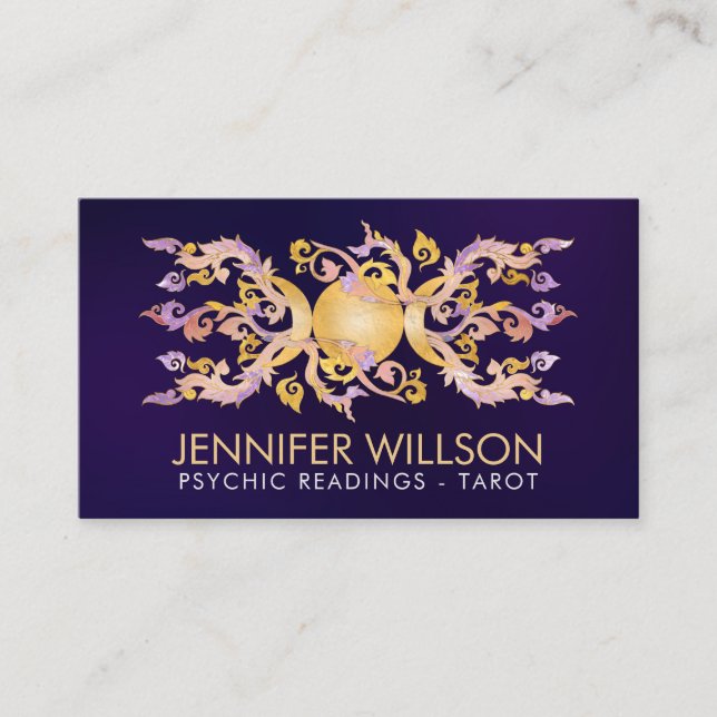 Tarjeta De Visita Triple Moon - Triple Goddess Fluorite and Gold (Anverso)