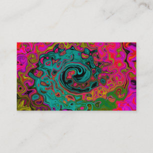 Tarjeta De Visita Trippy Turquoise Resumen Retro Liquid Swirl