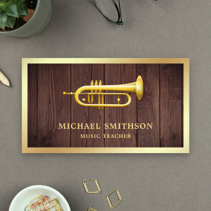Tarjeta De Visita Trompeta de Maestro de Música de Madera Rústica co
