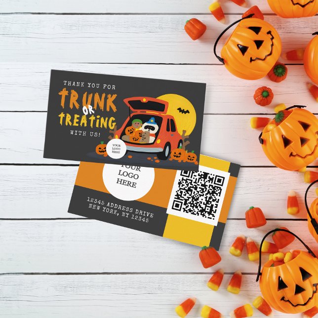 Tarjeta De Visita Tronco o trata la calabaza ghoulish de Halloween (Trunk or Treat Halloween Coupon Business Cards Pack of 100. Pumpkin Trunk Design)