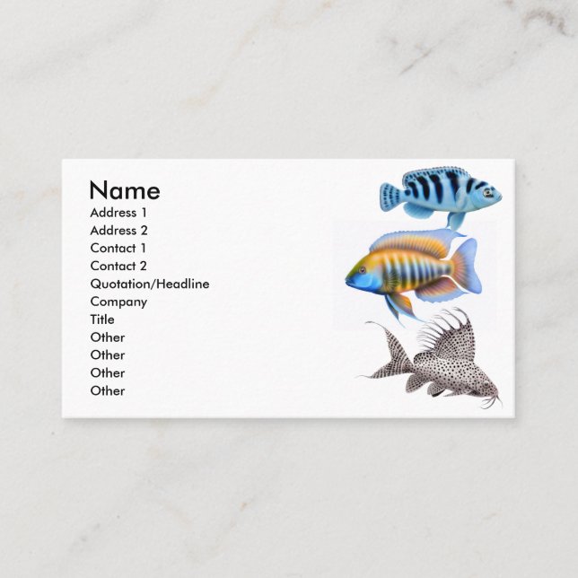 Tarjeta de visita tropical de los pescados del (Anverso)