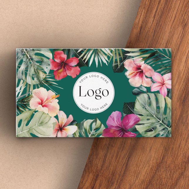Tarjeta De Visita Tropical Floral Botanical Logo QR Code (Close up)