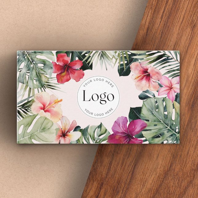 Tarjeta De Visita Tropical Floral Botanical Logo QR Code (Close up)