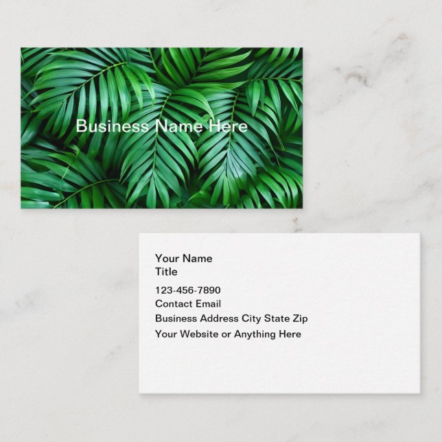 Tarjeta De Visita Tropical Palm Leaves Theme Business Cards (Anverso / Reverso)