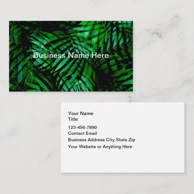 Tarjeta De Visita Tropical Palm Leaves Theme Business Cards (Anverso / Reverso)