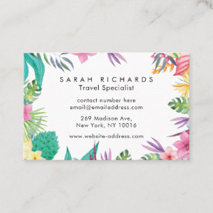 Tarjeta de visita tropical personalizada del viaje